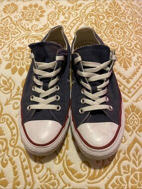 Converse Navy Canvas Low-Top Sneakers with White Details and Red Trim Size 6 Men
